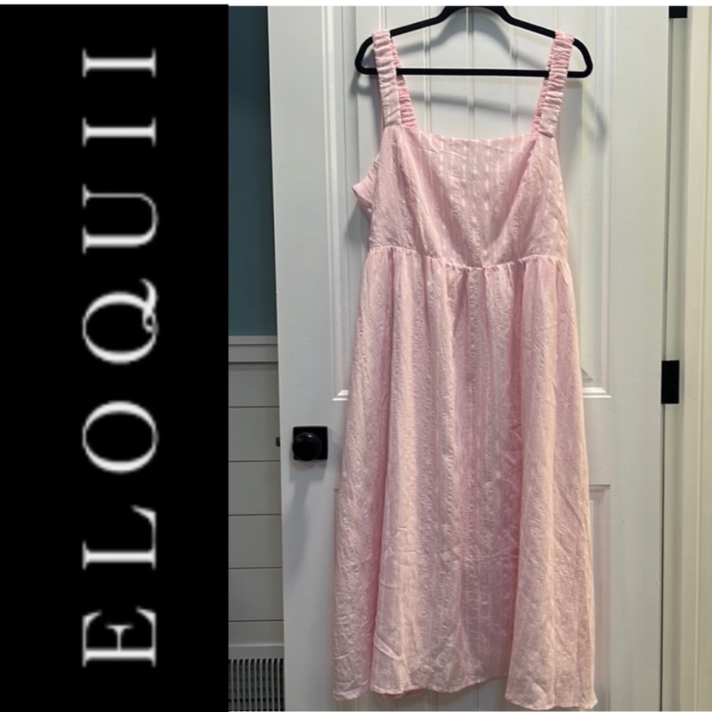 Eloquii Pink and White Striped Lined MIDI Dress. Size 18. NWT. - Picture 12 of 12